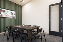 Conference rooms with plenty of seating, smart TV for presentations, and a private space for reduced noise from the surrounding environment. 